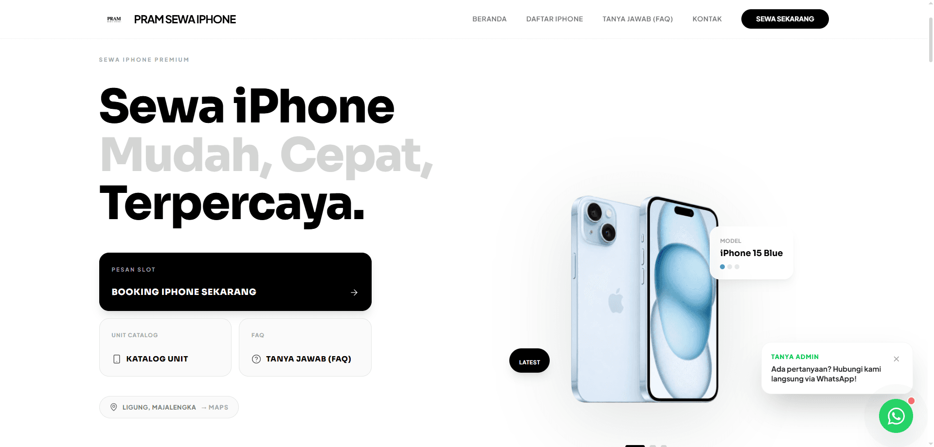 Sewa iPhone Majalengka home page preview